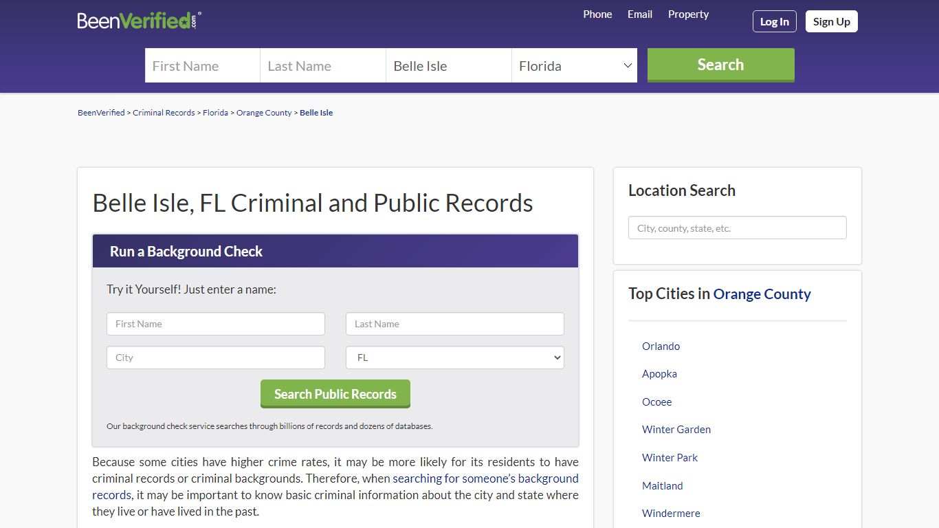 Belle Isle, FL Criminal and Public Records - BeenVerified
