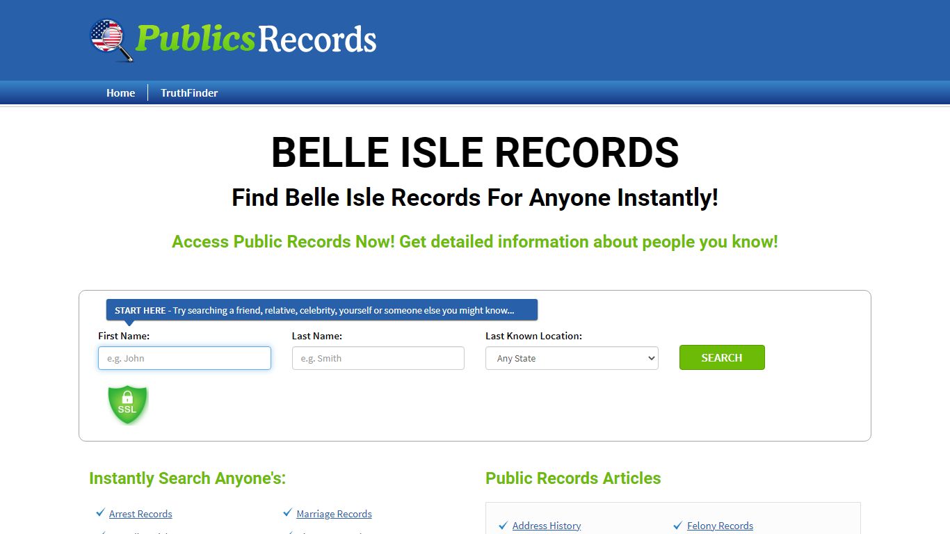Find Belle Isle Records For Anyone Instantly!