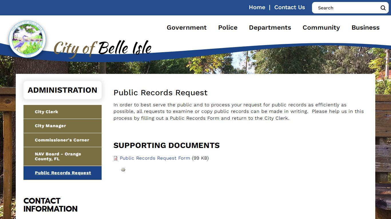 Public Records Request | Belle Isle, FL